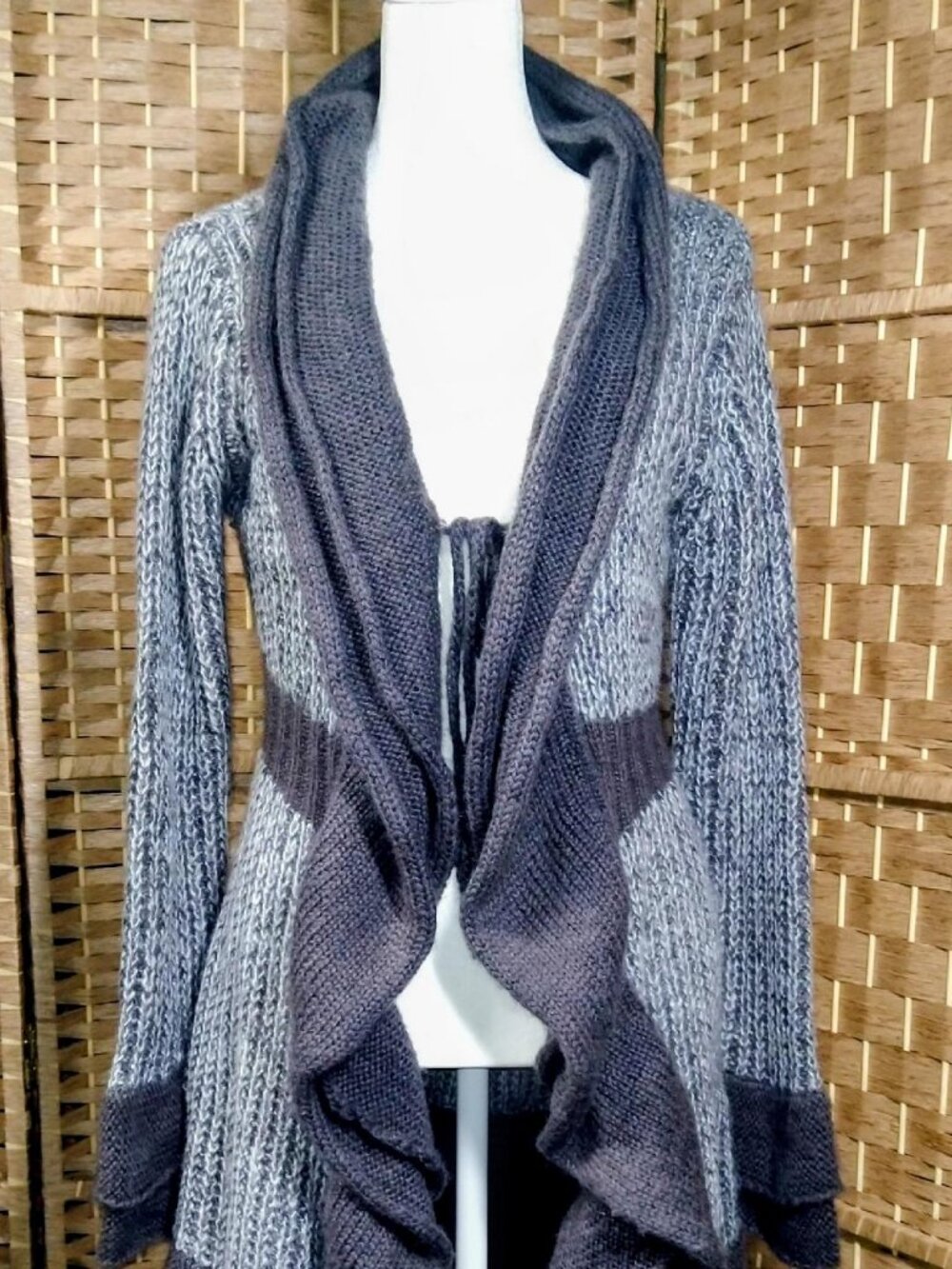 Nicole Sabbattini Gray Marled Draped Cardigan Sweater Estimated M